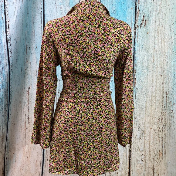 ZARA NWT Black Multi Floral Ditsy Button Up Dress - Picture 14 of 14